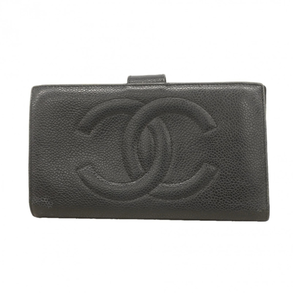 CHANEL Black Caviar Leather Wallet